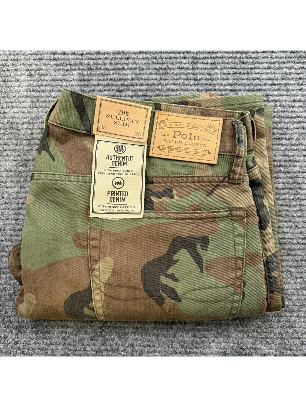 Polo Ralph Lauren Sullivan Slim Camouflage Denim Men’s Size 36x30 Stretch NWT